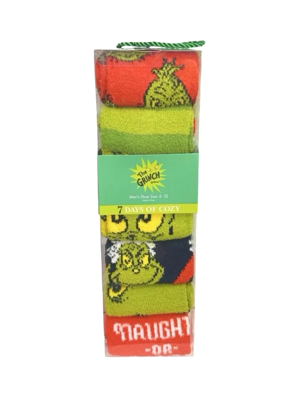 Dr. Seuss The Grinch 7 Days of Cozy Socks - Men’s Shoe Size 6-12